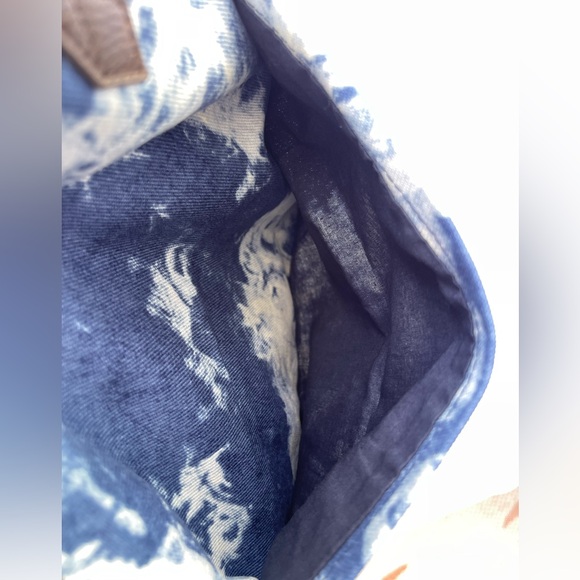 Thirty One Tie Dye Window Shopper Tote Sky Cotton Denim Blue - Picture 5 of 9